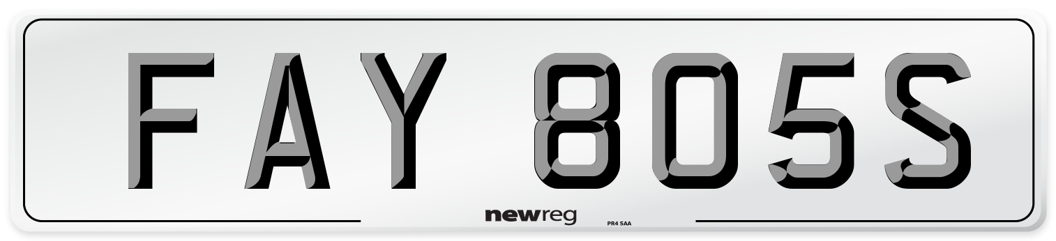 FAY 805S Number Plate from New Reg